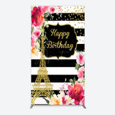 Aperturee - Aperturee Floral Gold Tower Birthday Girl Rectangle Backdrop